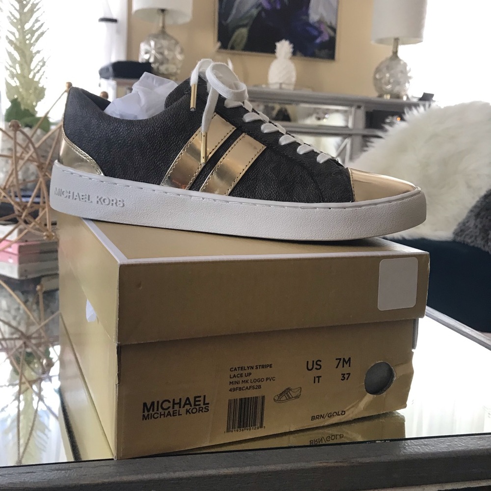 Michael Kors Catelyn Stripe Lace Up Shoes size 7 - Picture 7 of 8